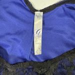 Gracie‎ Women's XL Little Black Lace Short Dress w/ Cobalt Blue Underlay Photo 8