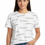 Friends TV Show All Over Print T Shirt Womens M White Short Sleeve Graphic Tee Size M Photo 0