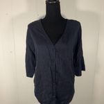 Vetta Capsule Wardrobe Girlfriend Button Down Navy Tencel Shirt | XS Photo 0