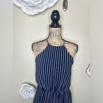Peach Love California NTM: Navy & White Striped Halter Romper with Slits Sz S Photo 2
