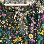 Old Navy Flutter Sleeves Black Floral Dress Green Yellow Purple Flowers Large Photo 4