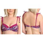 Nanette Lepore  Eugenia Plunge Molded  Bikini Top‎ Persian Paisley Raspberry 8 Photo 1