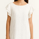 Valentina Naldi White Eyelet Flutter Sleeve Mini‎ Dress Made in Italy Size M Photo 0