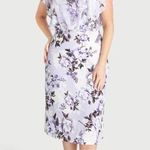 Connected Apparel Daphne Lavender Floral Chiffon Popover Dress, Petite Size 14 Photo 3