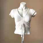 ALL SAINTS | White Ribbed Ruched Crop Top - Sz S Photo 1