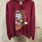 Jerzees Vintage 90s Maroon Red Eagle Nature Oversized Crewneck Sweatshirt 2X XXL Photo 0