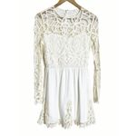 Saylor  Ivory Josie Battenberg Long Sleeve Crochet Lace A-Line Mini Dress Size XS Photo 2