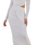 Misha Vina Drape Knit Long Sleeve Cut Out Midi Dress Wine Size 2 NWT Red Photo 5