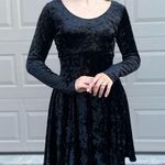 The Limited  Black Crushed Velvet Scoop Neck Long Sleeve Babydoll Dress Medium Photo 2