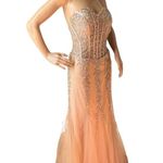 Anny Lee  Mermaid Sweetheart Sheer Bodice formal dress in nude size large Photo 3