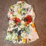 Coldwater Creek  Floral Linen Button‎ Down Shirt XS Colorful Flowers Photo 8