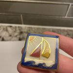 Hand Made Hand Crafted Ceramic Brooch Pin Sailboat Boat Hand Painted Photo 7