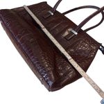 Knomo London Faux Croc Burgundy Laptop Tote Bag 18 x 12 x 6 Structured Chic GUC Brown Photo 11