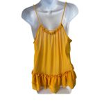 Ro & De  Yellow Gold Spaghetti Strap Ruffled Tiered Sheer Camisole Medium‎ Photo 3