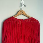 Farm Rio Red Pleated Long Sleeve Peplum Bustier Blouse Medium Photo 5