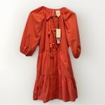 NEW Cinq A Sept Lynn Dress Neon Coral Pink Babydoll Bow Front Preppy Size 0 XS Photo 1