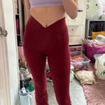 Aerie Burgundy Crossover Flare  Leggings Photo 0