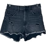 Abercrombie & Fitch Denim Shorts Womens 6 Black Distressed High Rise Grunge Punk Photo 0