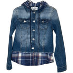 Wallflower Blue Denim Jacket with Plaid Accents,Size M Size M Photo 0