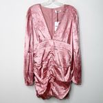 NWT SHOWPO | Pink Richmond Long Sleeve Ruched V Neck Sexy Mini Dress Sz. 8 Photo 3