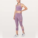 Lululemon 2018 Train Times Crop 17” Sz4 Smoky Blush Mesh Panel Legging Luxtreme Photo 2