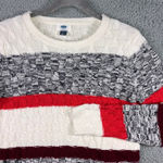 Old Navy Striped Cable Knit Crewneck Sweater Women Large Photo 0