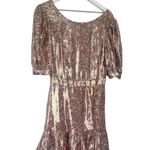 Love Shack Fancy  Lena Reversible Metallic Bow Mini Dress Pink Floral Size Small Photo 6