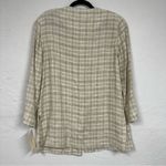 Vintage Beige Linen Blend Plaid Lagenlook Cardigan Jacket Womens 14P Oversized White Photo 8