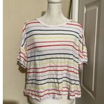 Banana Republic Shirt Womens Large White Multicolor Striped Short Sleeve Casual Photo 0