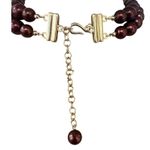 Vintage Double Strand Copper Chocolate Bronze Glass Bead Necklace Collar Knotted Gold Photo 2