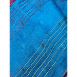 Green Sewn Patchwork Scarf Handmade from Vintage Silk Saris 70" X 24" Photo 4