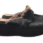 Stuart Weitzman Vintage  Suede Black Slip On Clogs Fuzzy Interior Size 6.5B #3118 Photo 0