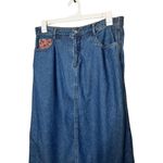Vintage Longaberger Homestead Denim Star Patch Maxi Skirt XL Blue Photo 1