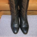 Vintage 80's Black Tall Heeled Leather Boots Black Size 9 Photo 4