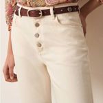 Ba&sh Amber High Waisted High Rise Straight Leg Jeans Off White Cream Size 8 Photo 2