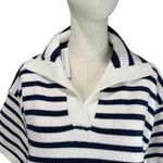FOR THE REPUBLIC Striped Sweater NWT Women’s XL White Navy Short Sleeve Collared Photo 5