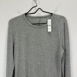 J.Crew Stretch Linen Long Sleeve Top Heather Gray Crewneck Lightweight Large NWT Photo 2