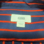 CLOSED Navy and Red Striped Silk Blend Button Photo 3