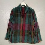 Chico's  Women 3 L Blue Red Orange Plaid Chenille Woven Jacket Zip Front Pockets Photo 0