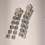 Elegant Vintage Silver Tone Rhinestone Crystal Drop Earrings Photo 3