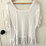 Farmers Market Flutter Crochet Square Neck Top. Size 1X. White Photo 0
