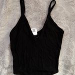 destined Black Ribbed Vneck Tank Top Photo 0