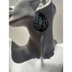 Vintage Women’s Leaf Shell Detail Earrings Dangle Drop Blue Silver Boho Western Photo 1