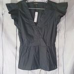J.Crew  Black V-Neck Ruffle Sleeve Top NWT Photo 0