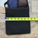 Vintage Chateau Black Granny Square Knit Crossbody Bag Small Purse Photo 6
