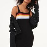 Aeropostale Seriously Soft Bodycon Dress Womens XS Black Rainbow Stripe Slim Fit Photo 13