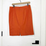 J.Crew 100% Wool Size 6 Burnt Orange Pencil Skirt Fabric Button Tabs Photo 2