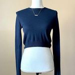 Brandy Melville | Navy Blue Cropped Knit Sweater Sz OS Photo 0
