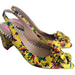 Betsey Johnson  Nettie Marigold Yellow Floral Point Toe Slingback Block Heel Photo 0