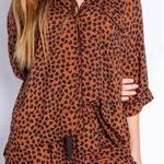 P.J. Salvage Wild Love Heart Print Pajama Top Brown Black Medium Photo 0